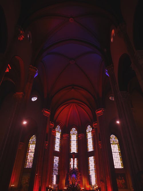 Red Light in Darkness in Church