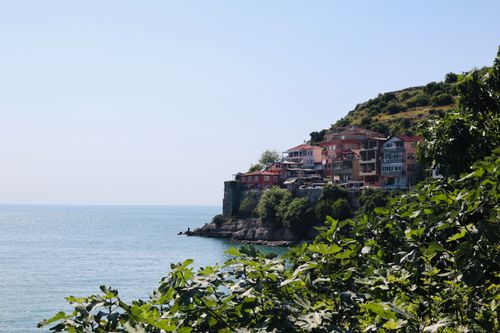 Free Beautiful view of Amasra's coastal homes perched on cliffs overlooking the sea. Stock Photo