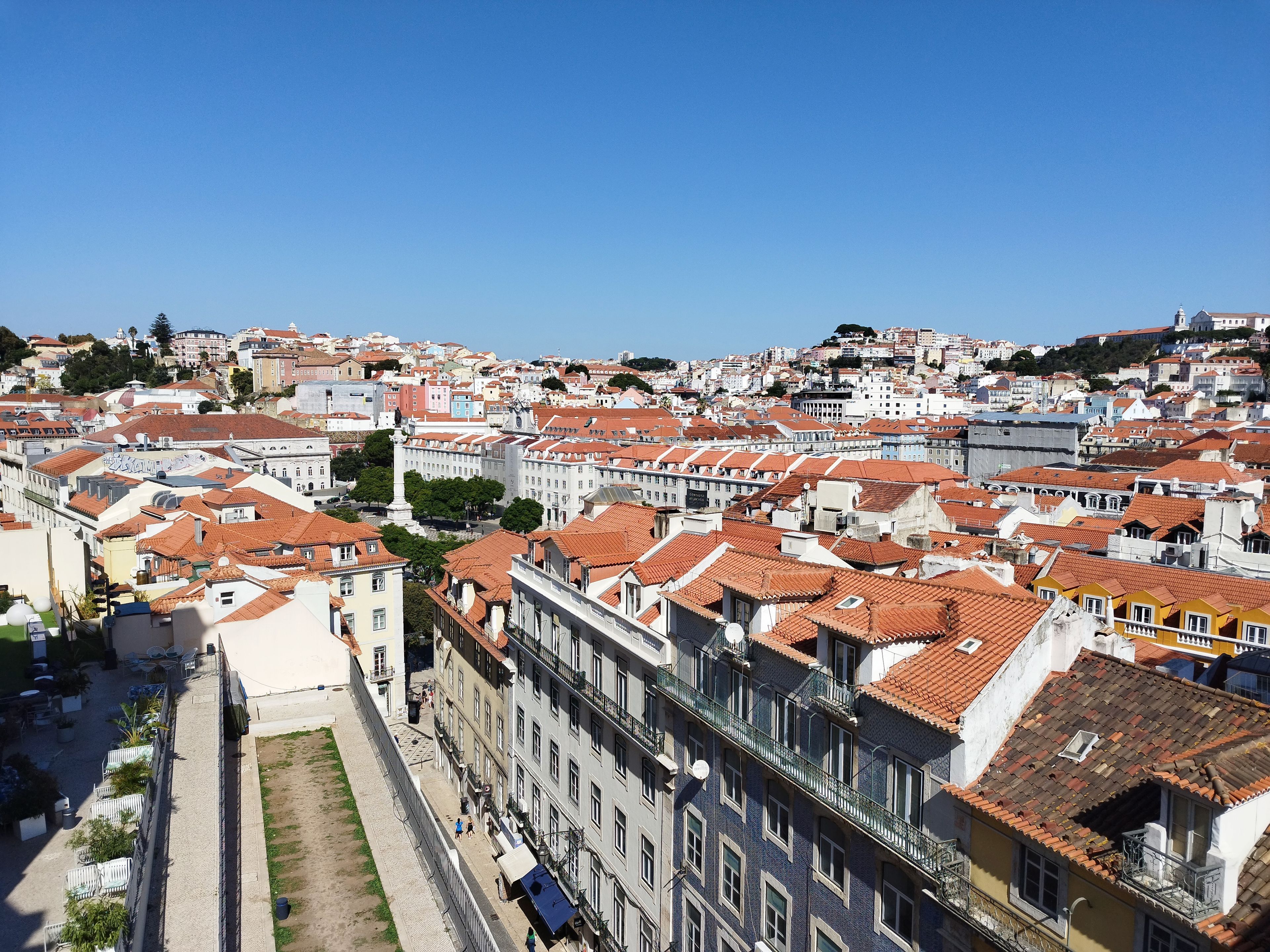 Aerial view of the charming rooftops and architecture in Peniche, Portugal.