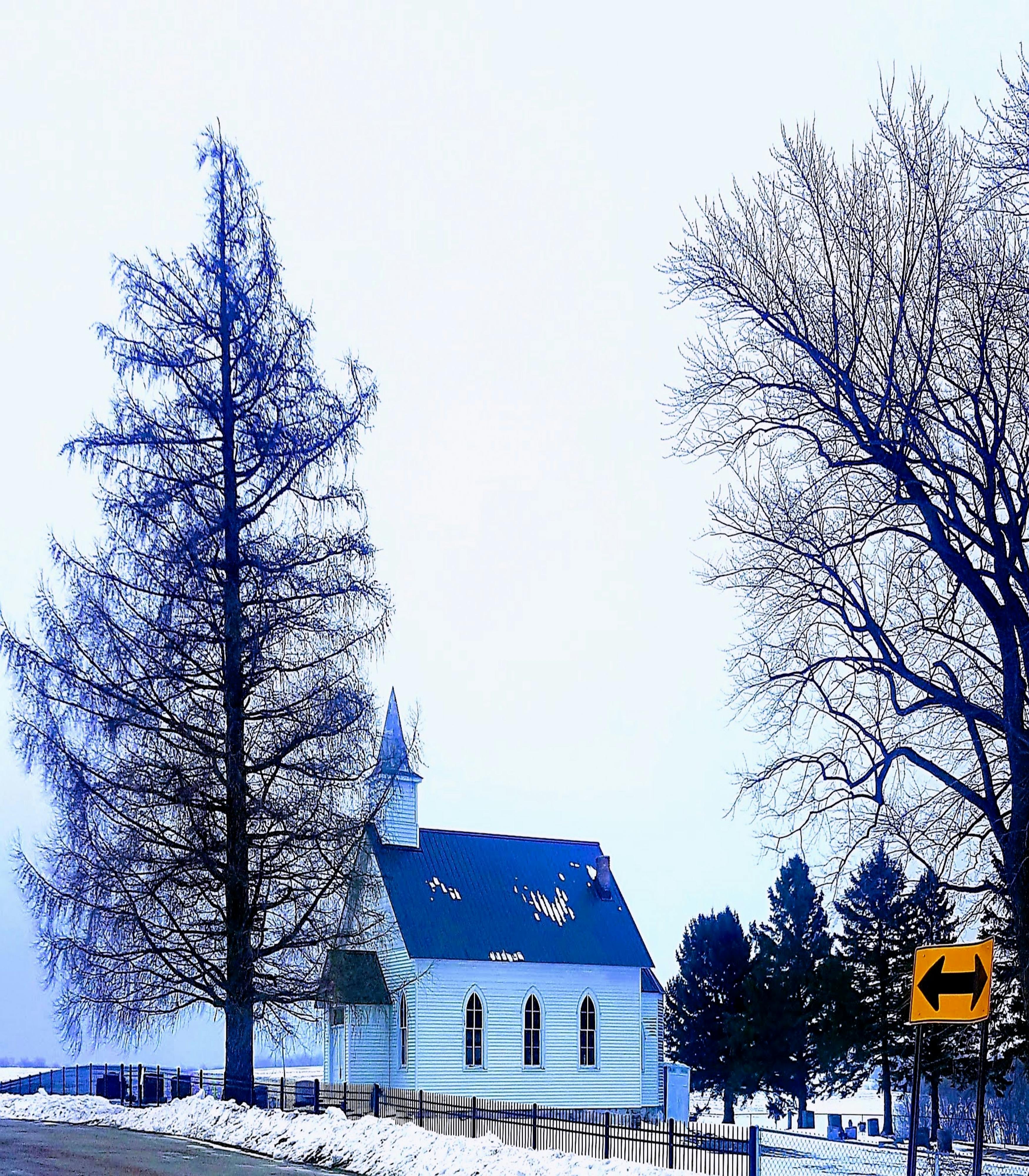 Free stock photo of #winter #snow #tree #sky #church #country #God