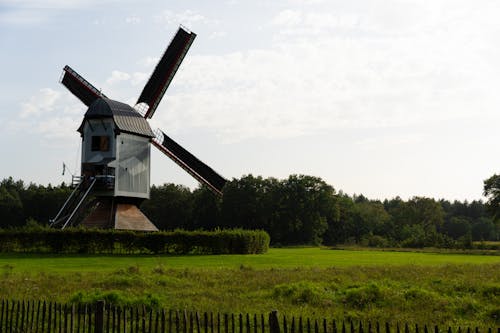 Wooden Windmill in Countryside