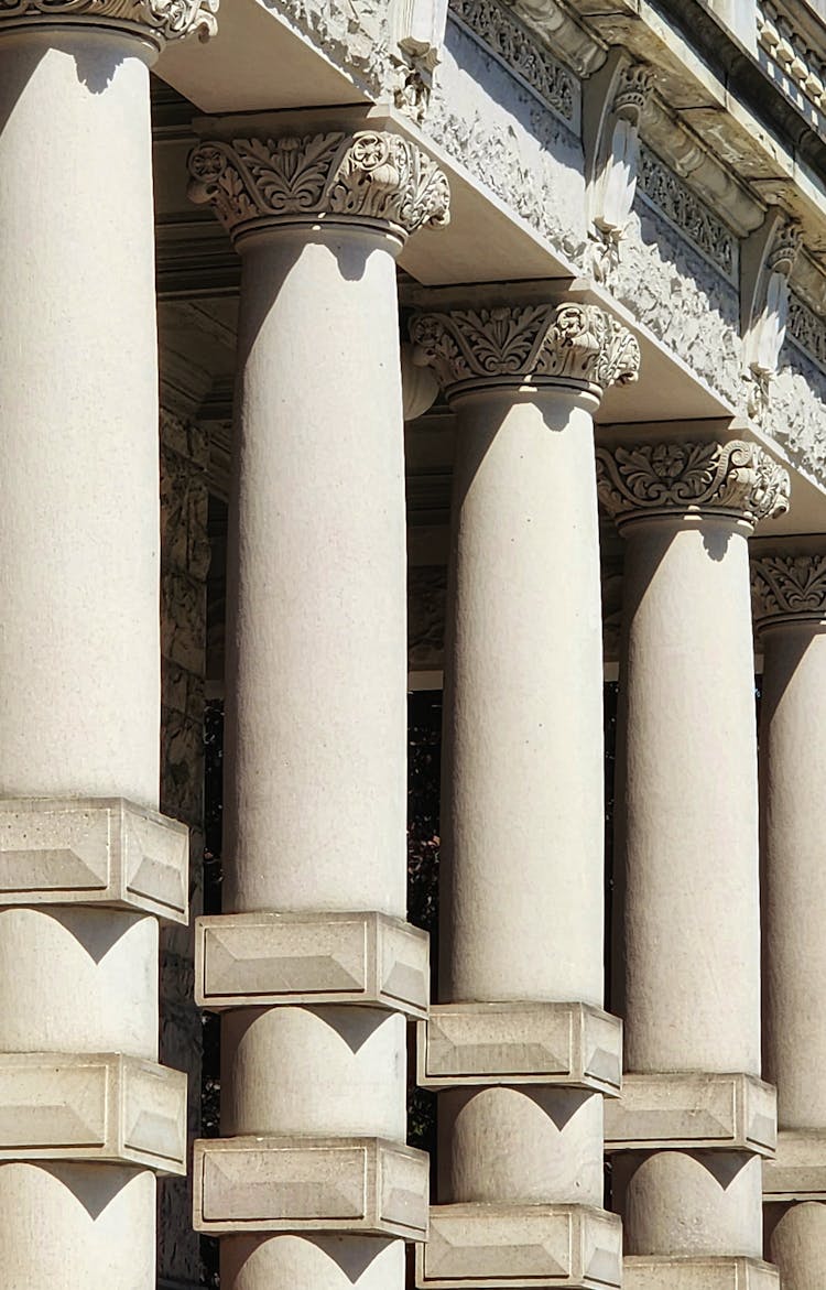 Pillars Of The Ancient Roman Temple Maison Carree In Nimes