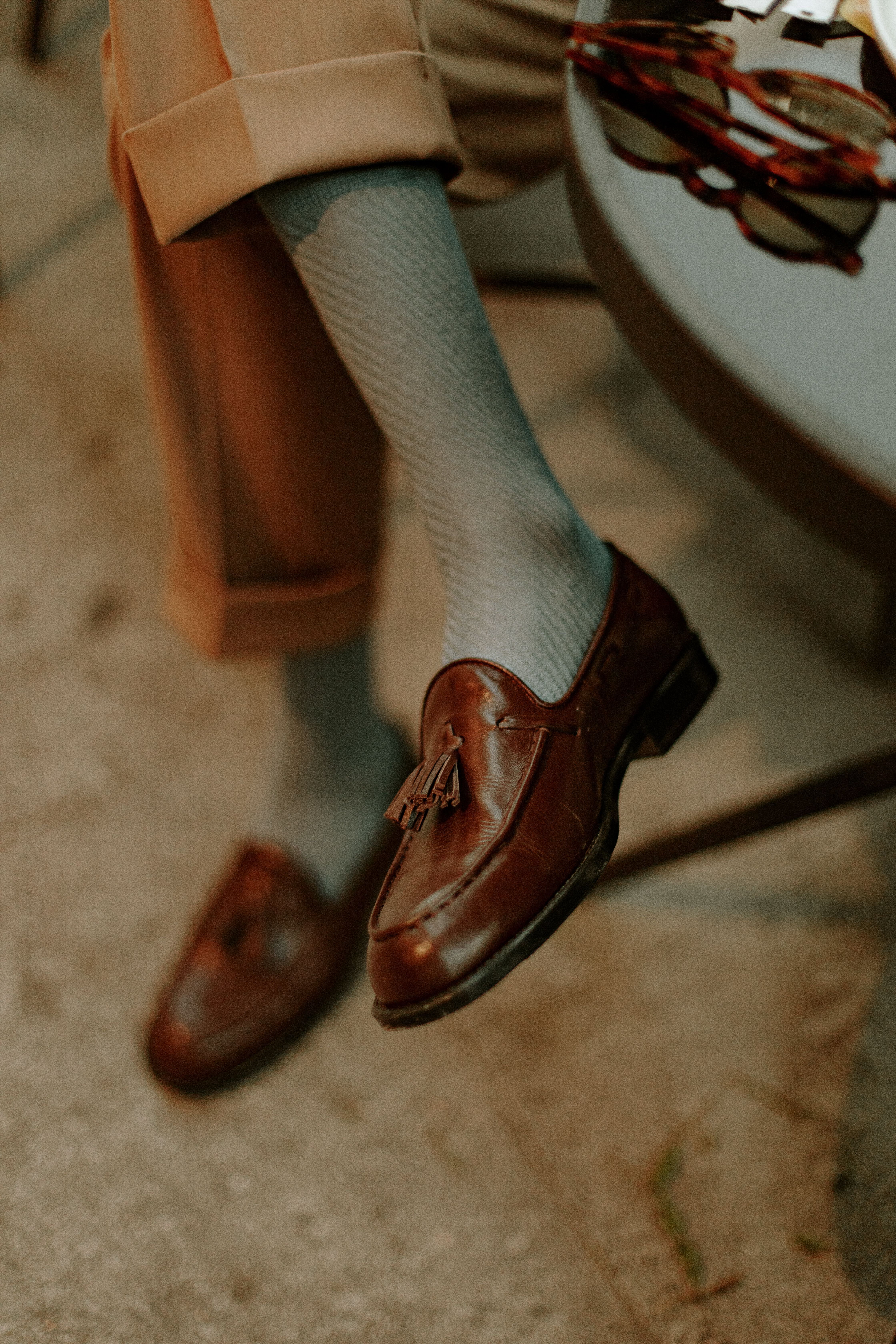 Premium Brown Leather Loafers Socks for Timeless Style