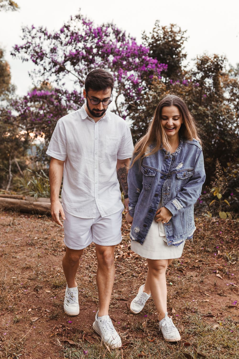 Couple enjoying a nature walk - illustrative stock photo