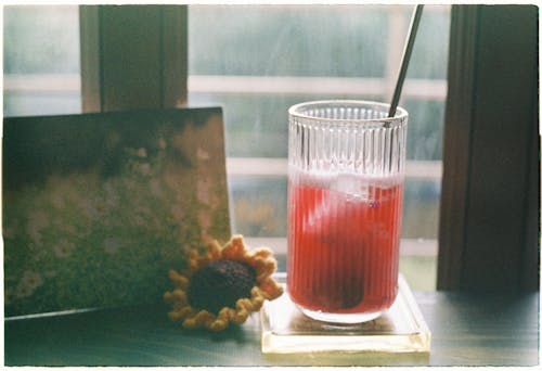 Red Cocktail with Straw