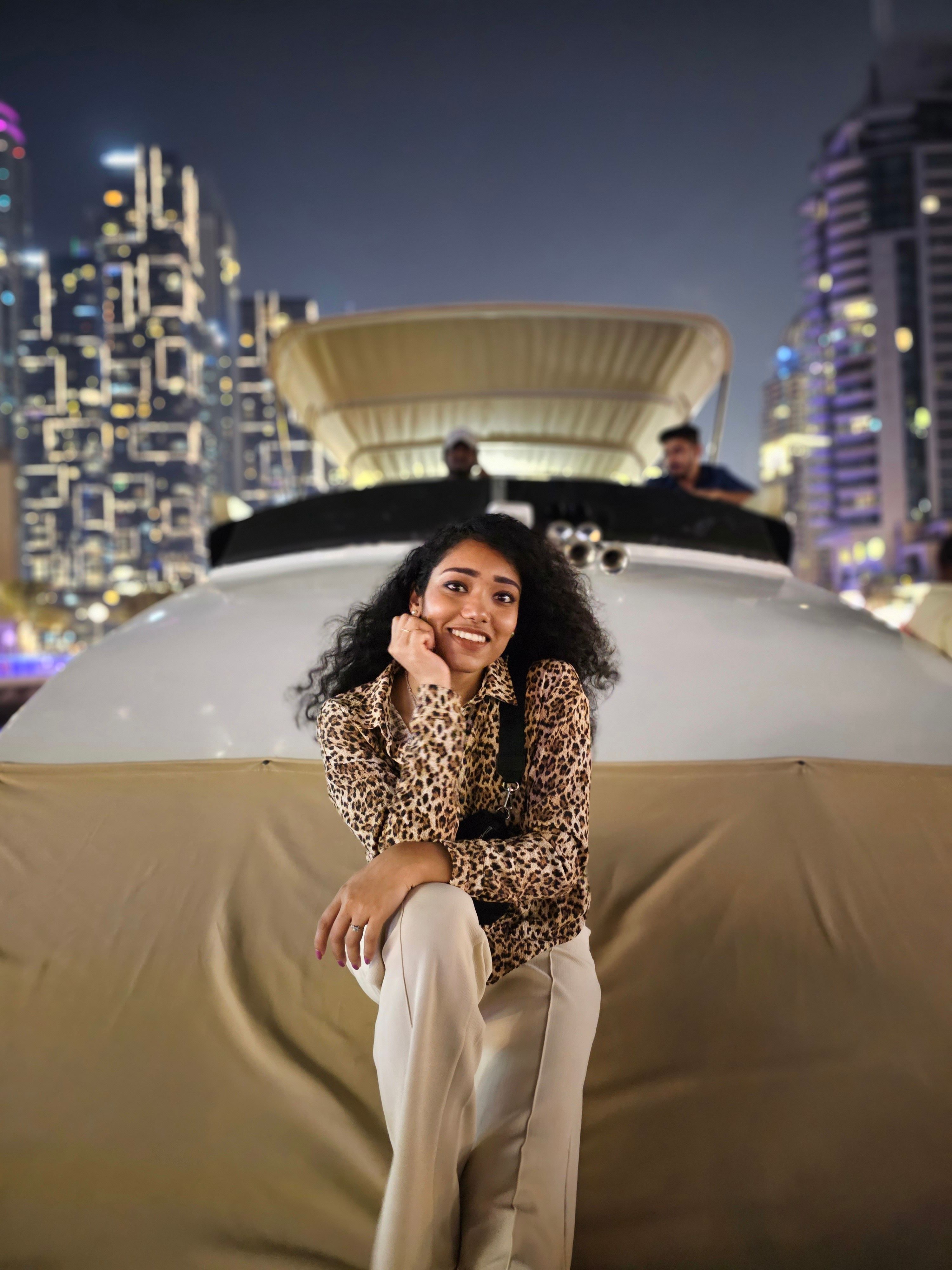 Smiling Woman in City at Night · Free Stock Photo