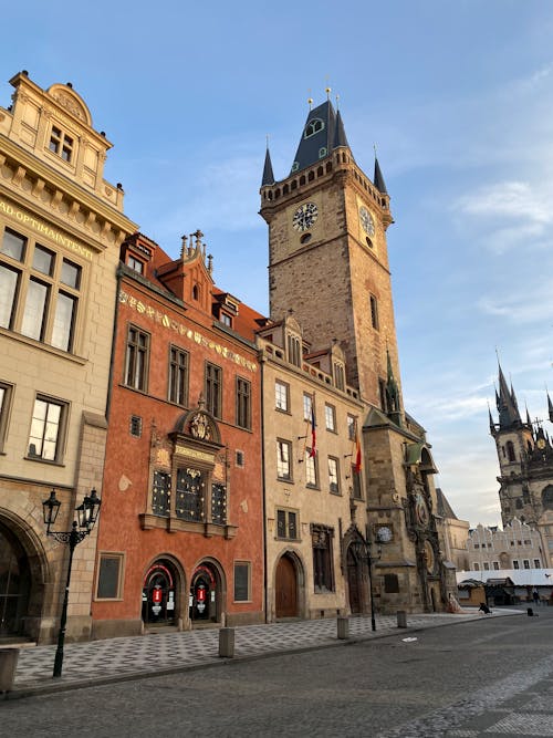 Townhouses by the Old Town Hall Clock Tower in Prague