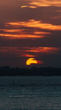 Beautiful sunset view over İstanbul coastline with vibrant skies.