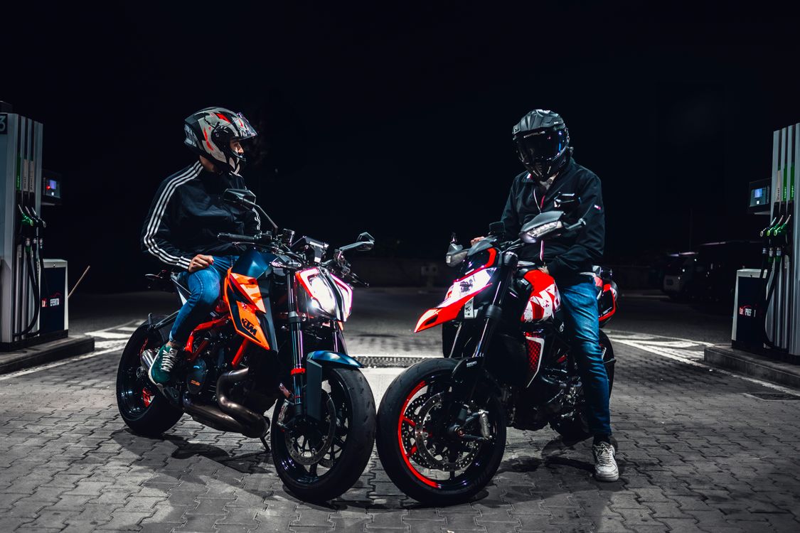 Motorcycle Two Men Two Men Sitting on Motorcycles at Night · Free Stock Photo