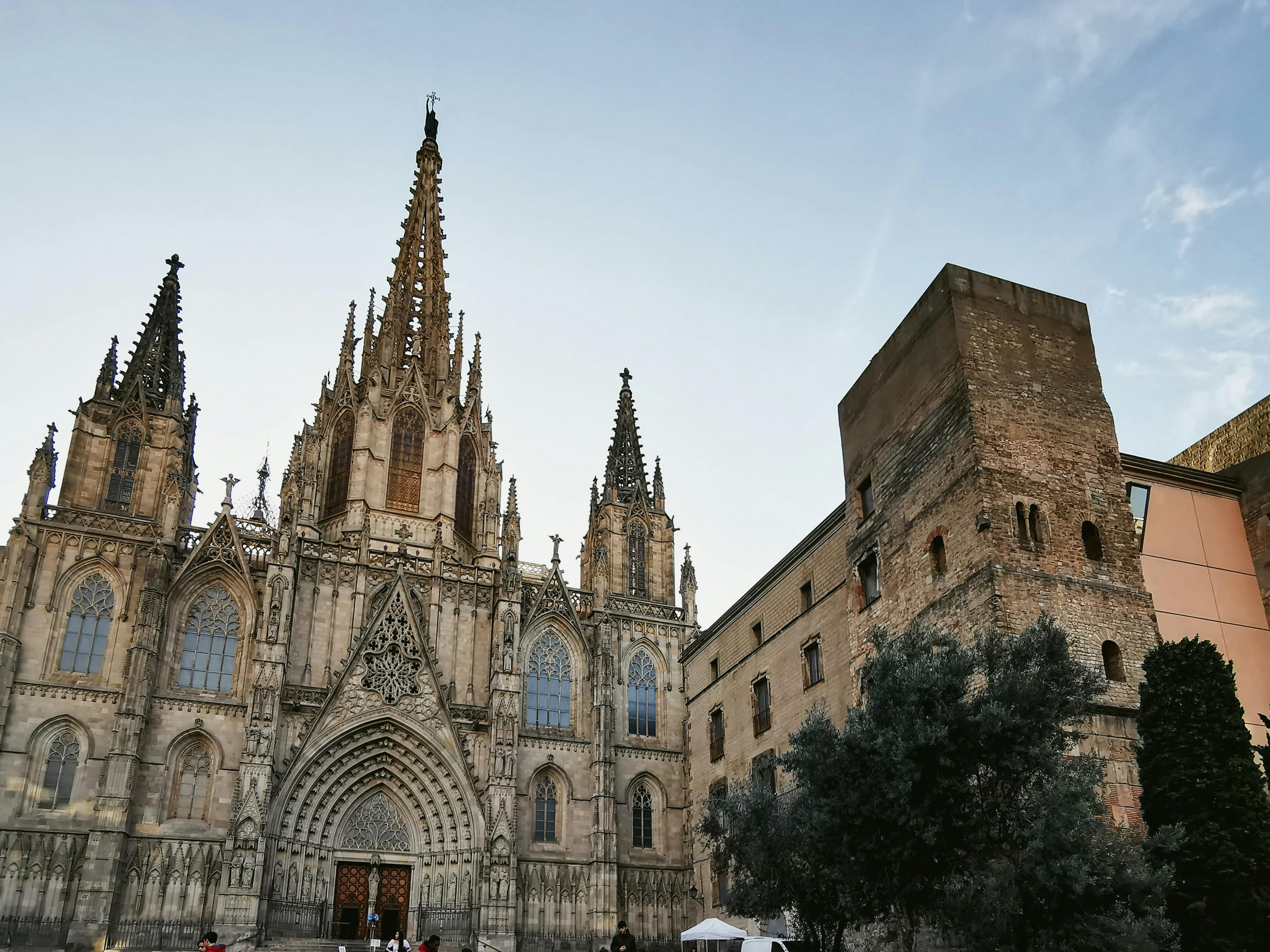 towers of cathedral of barcelona