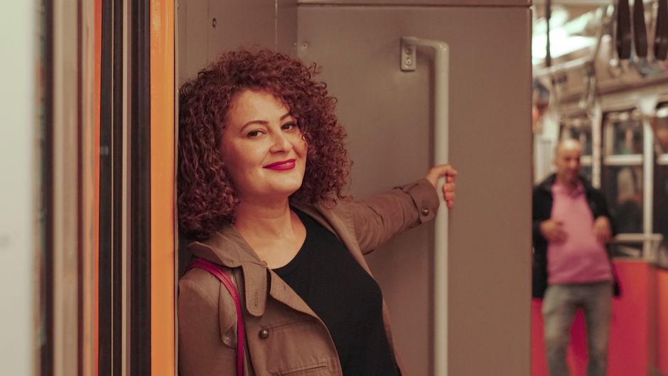 subway passengers smiling