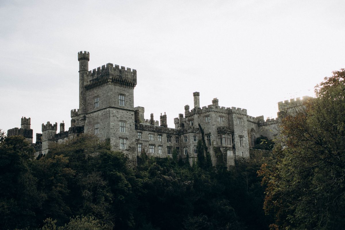 Gothic castle in the Irish countryside near Dublin, illustrative photo