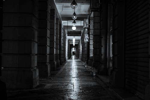 Free Empty Alley in Darkness at Night Stock Photo
