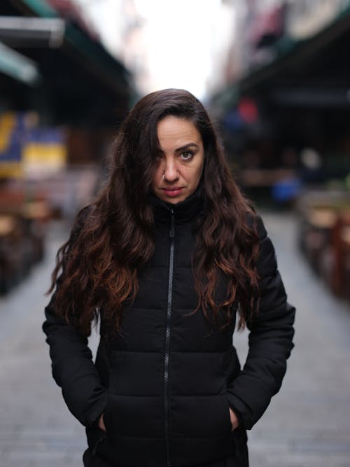 Brunette Woman in Dark Jacket