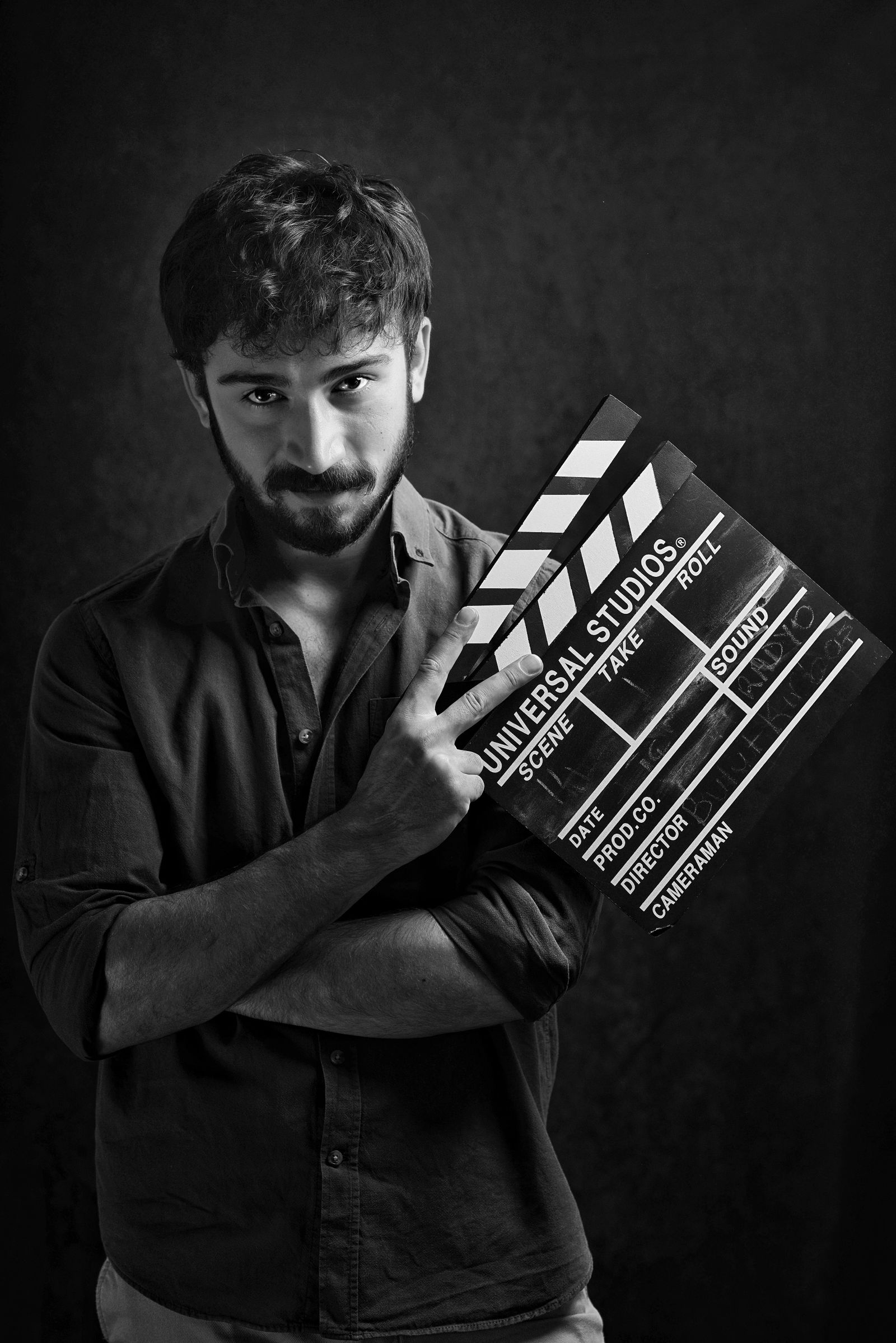 Film slate and camera setup illustrating hook-first shot structure