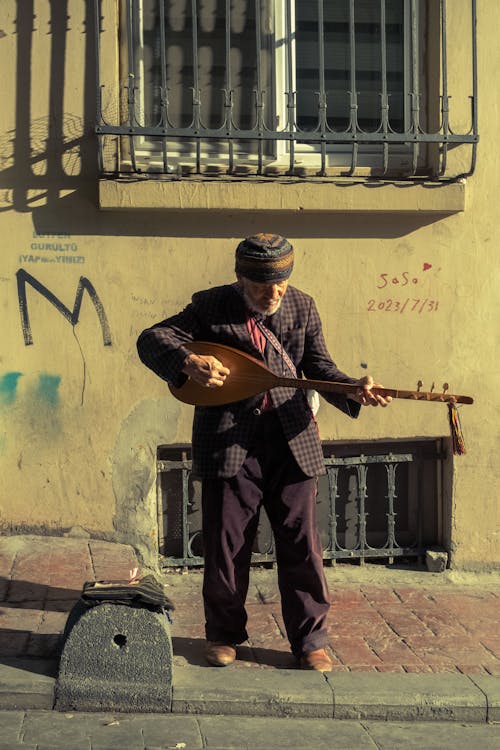 Elderly Street Musician in Town in Turkey