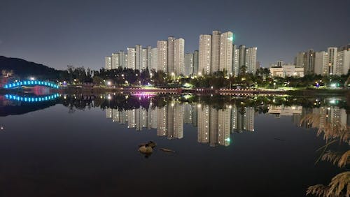 Skyscrapers Reflecting in Lake