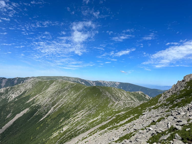 Green, Rocky Hills In Mountains