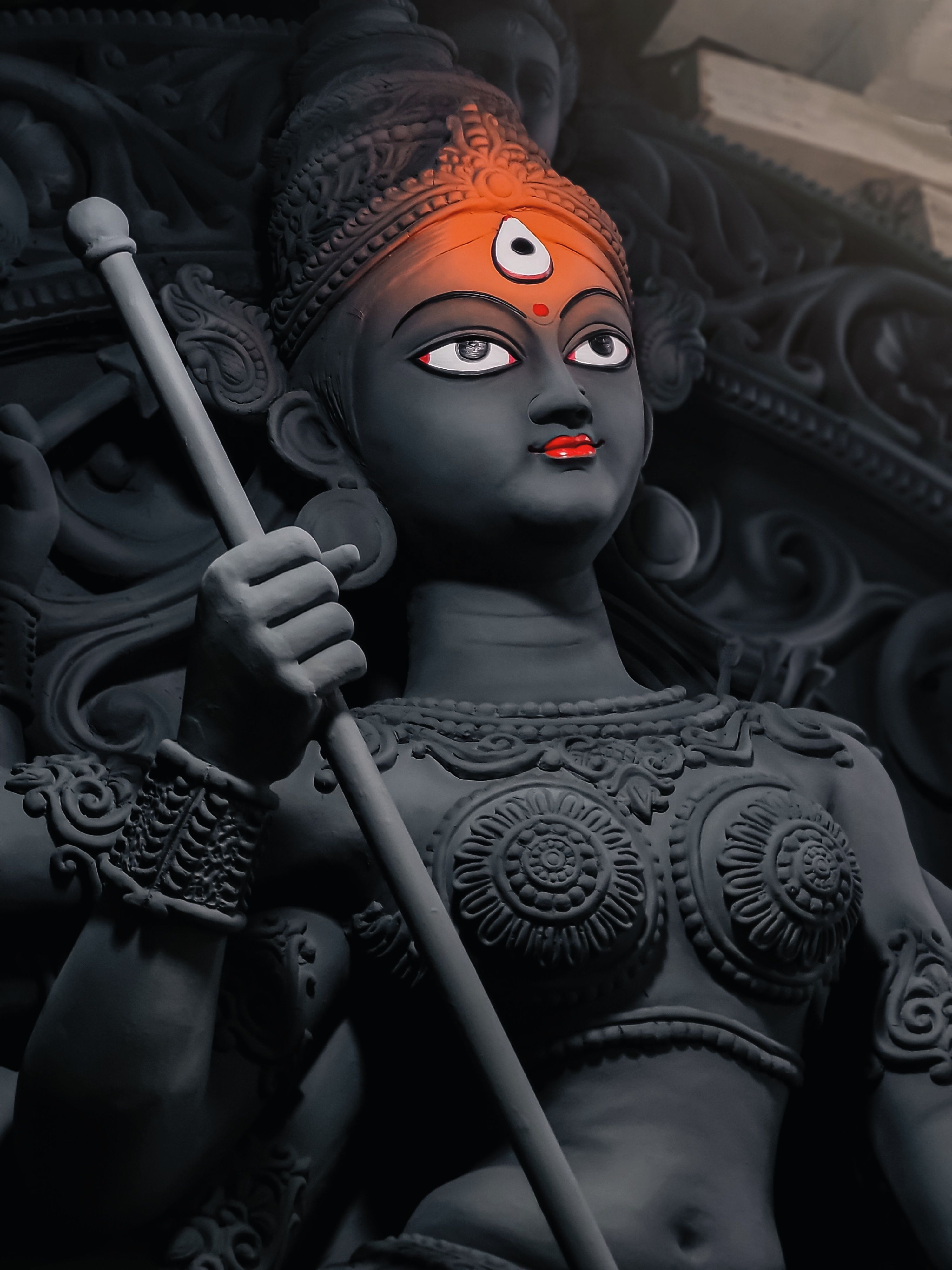 माँ दुर्गा की प्रतिमा नज़दीक से