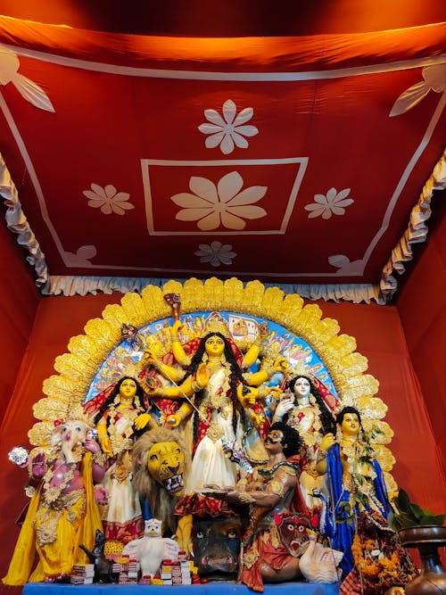 Traditional Durga Puja Statues in Shrine