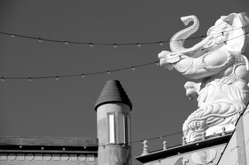 Grayscale Photo Elephant Statue