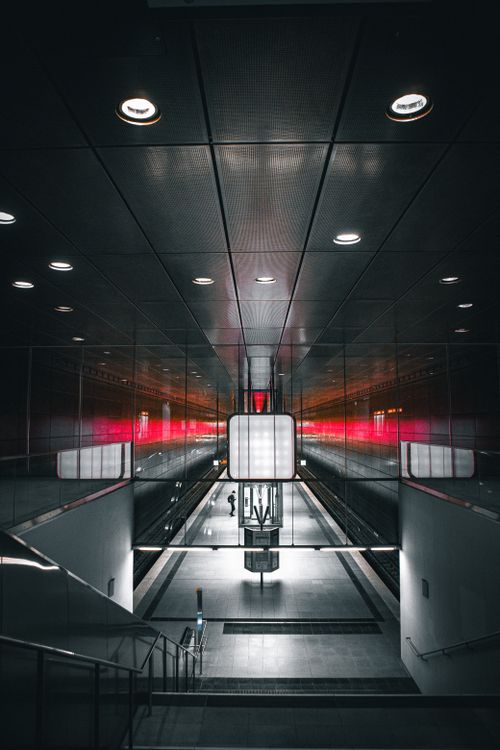 Free An atmospheric shot of a modern train station in Hamburg, Germany. Stock Photo