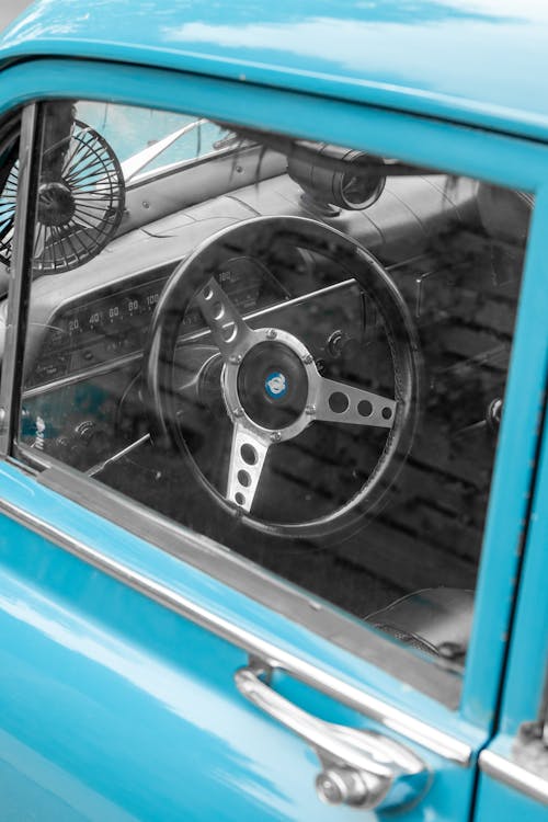 Steering Wheel of Vintage Car