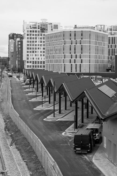 Bus Station in Black and White