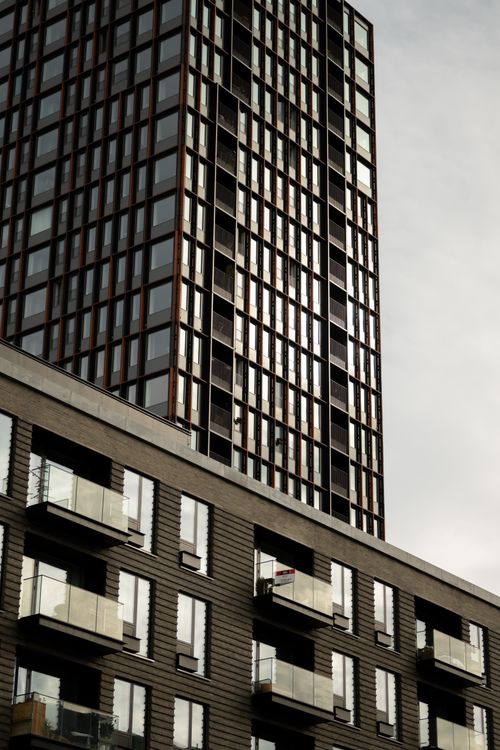 Free Modern skyscraper architecture in Copenhagen, Denmark, highlighting urban design. Stock Photo