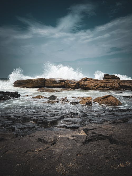 Základová fotografie zdarma na téma kameny, mávání, moře