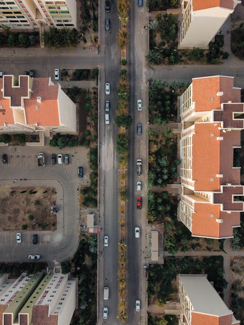 Birds Eye View of Street and Buildings around