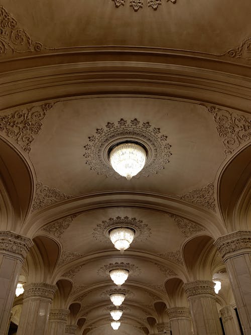 Ornamented Ceiling with Lamps