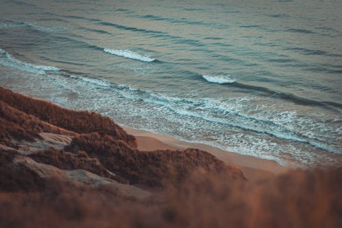 Sea Waves at the Beach from the Hill