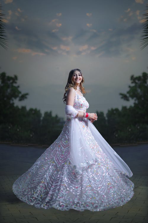 Smiling Bride in Wedding Dress