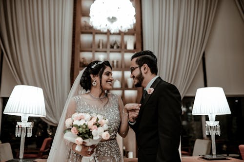 Portrait of Newlyweds Standing Together