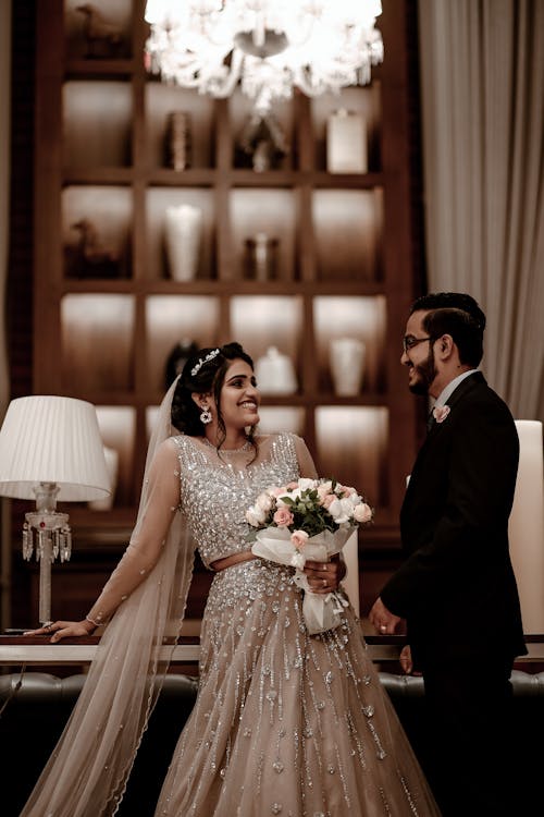 Smiling Newlyweds Standing Together