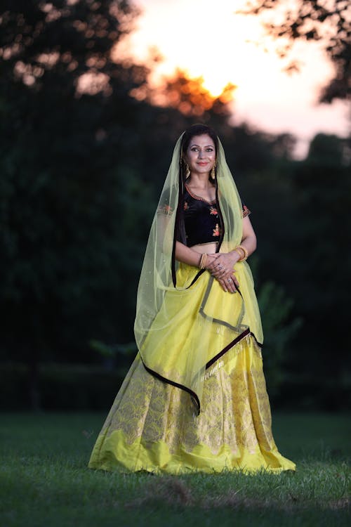 Woman in Traditional Clothing with Veil