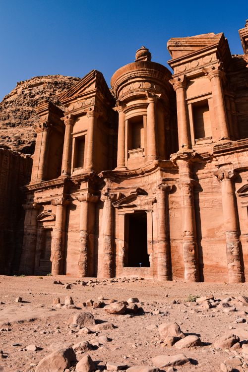 Free Explore the stunning facade of the ancient Monastery in Petra, Jordan, a true historical landmark. Stock Photo