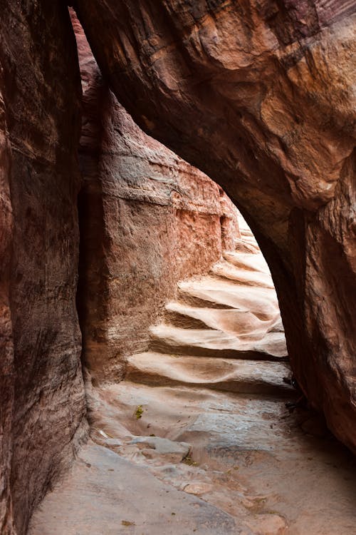 Stairs behind Rocks in Petra