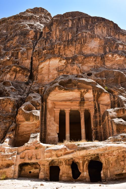 Free Explore the stunning rock-carved architecture of Petra's ancient landmarks in Jordan. Stock Photo