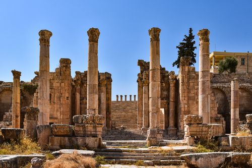 Free Explore ancient Roman ruins in Jerash, Jordan, showcasing historic architecture and columns. Stock Photo