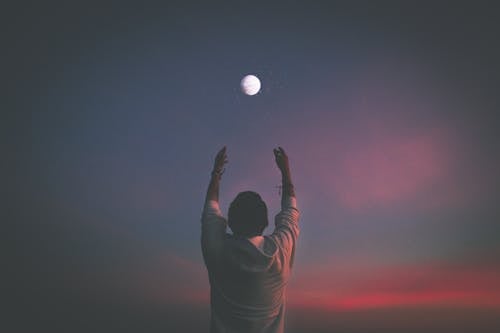 Free stock photo of moon, portrait, sunset