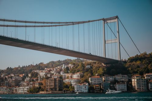 Free A captivating view of the Fatih Sultan Mehmet Bridge over the Bosphorus in Istanbul, Turkey. Stock Photo