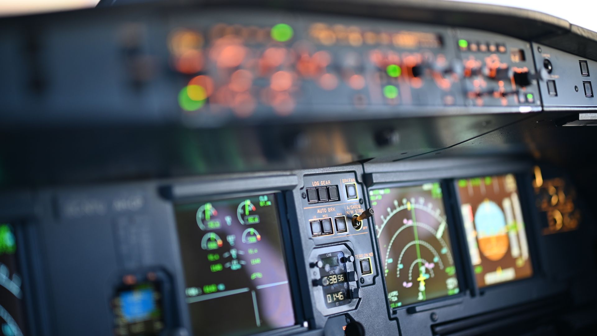 Modafinil for Pilots: Unlocking Peak Performance Close-up view of airplane cockpit instrumentation with modern digital displays — modafinil for pilots