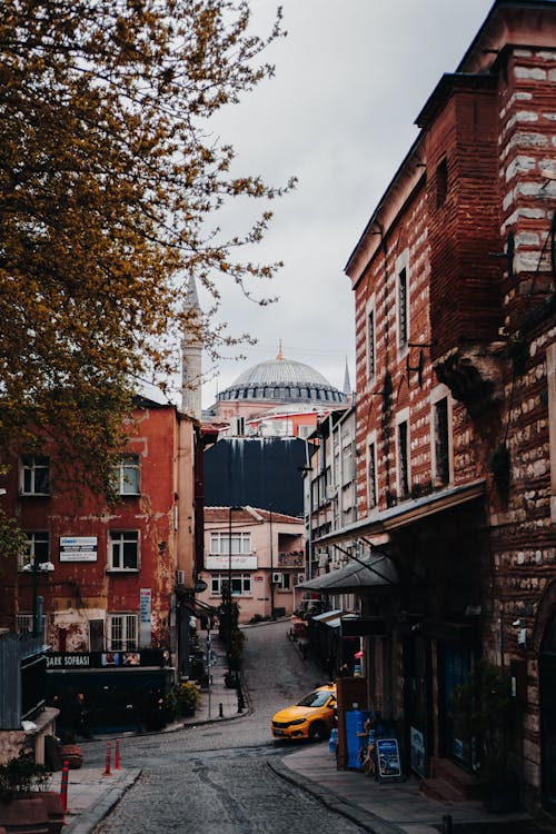 Istanbul Street View with Hagia Sophia in Background