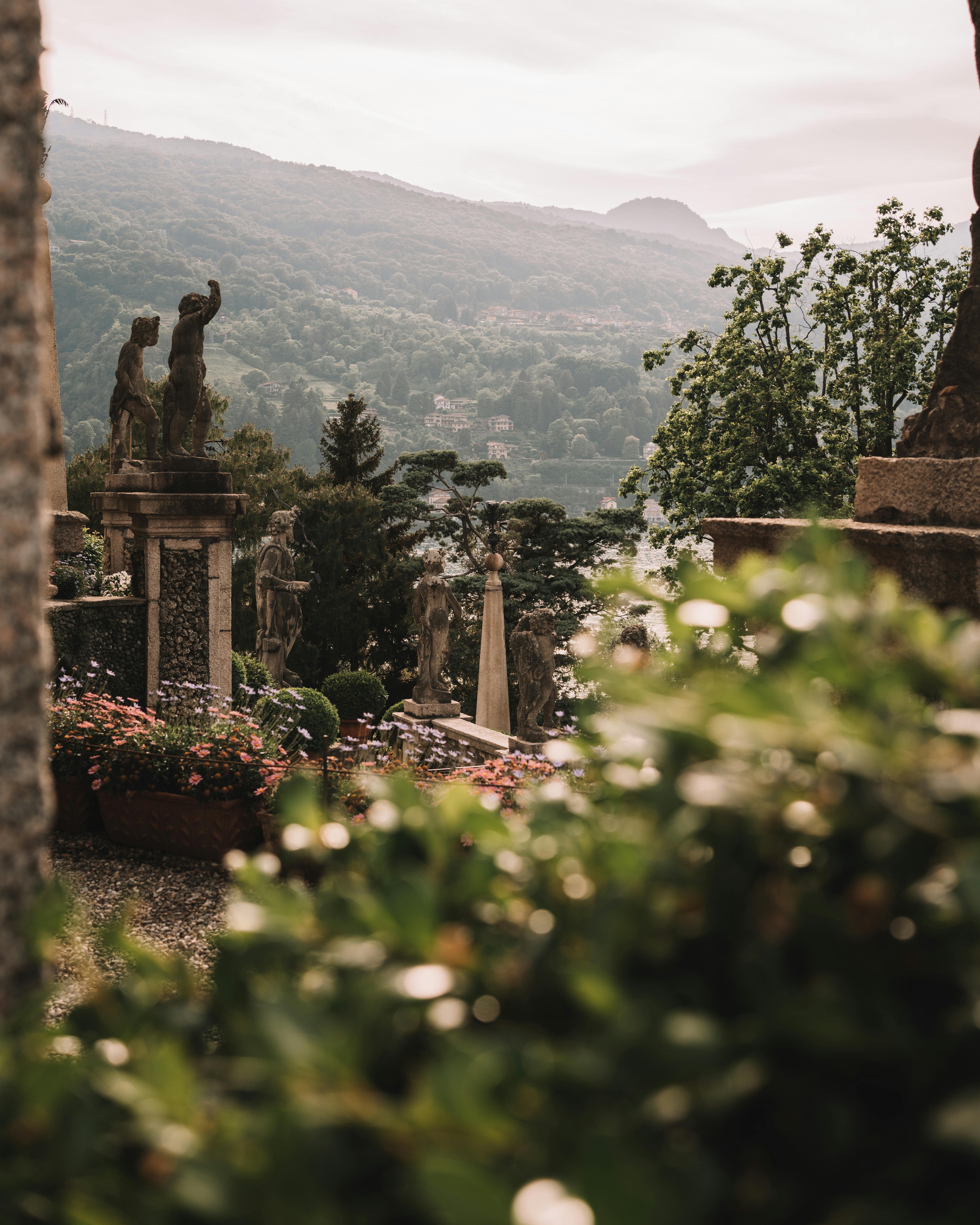 view of a garden on isola bella lago maggiore piedmont italy