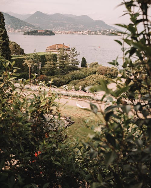 A Garden with View of the Lake Maggiore, Piedmont, Italy 