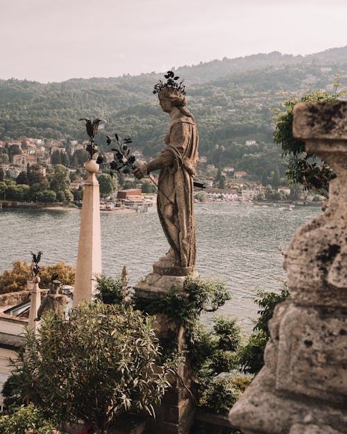 A Statue in a Garden on Isola Bella, Lago Maggiore, Piedmont, Italy