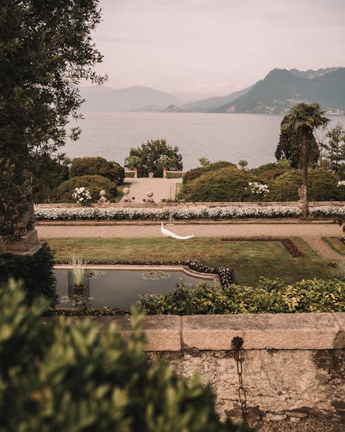 A Garden with View of the Lake Maggiore in Stresa, Italy