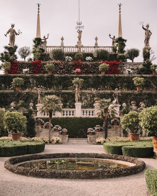 View of a Garden at the Palazzo Borromeo, Isola Bella, Lake Maggiore, Italy 